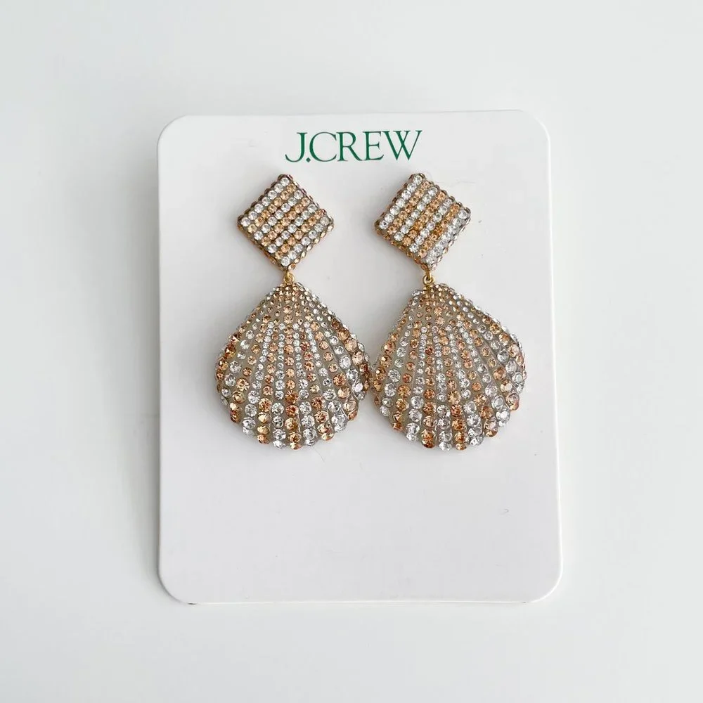 J. Crew Acetate Shell Earrings with Pavé Crystals - Picture 3 of 3